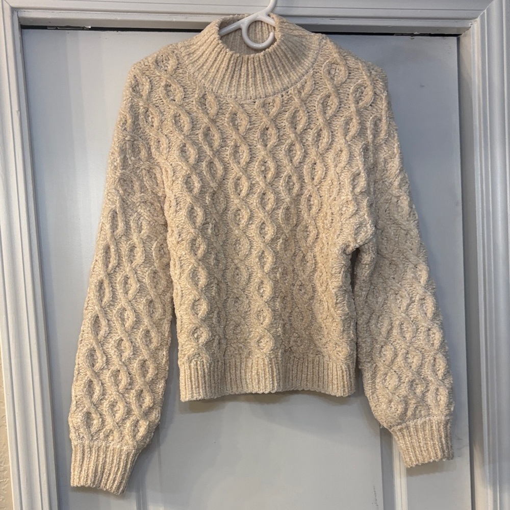 Sanctuary Textured Knit Turtleneck Sweater - Cream